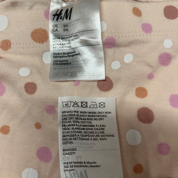 H&M Kids Pink Polka Dot Long-Sleeve & Legging Set – Size 9Y – 100% Cotton - Picture 2 of 4